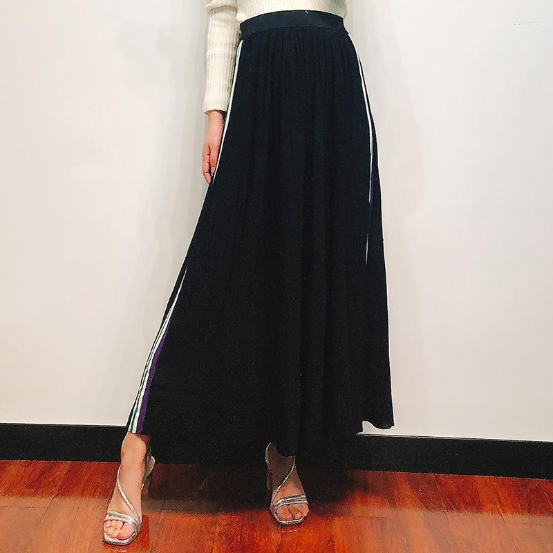 

Skirts Patads Niche French Autumn And Winter Fashion Loose Versatile Lace Casual Knitted Pleated Skirt J2913h, Black