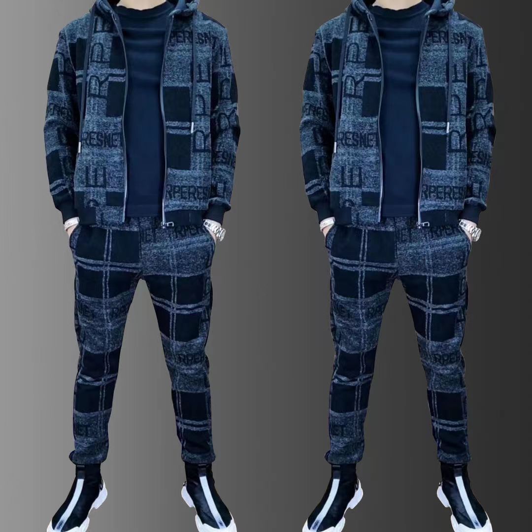 

Men's Tracksuits Mens Zipper Hoodie Tracksuit Set Luxury Printed JacketSweatpants Male Lapel Jacket Suit 2Pcs Outdoor Athletic Sets 230311, Dark grey