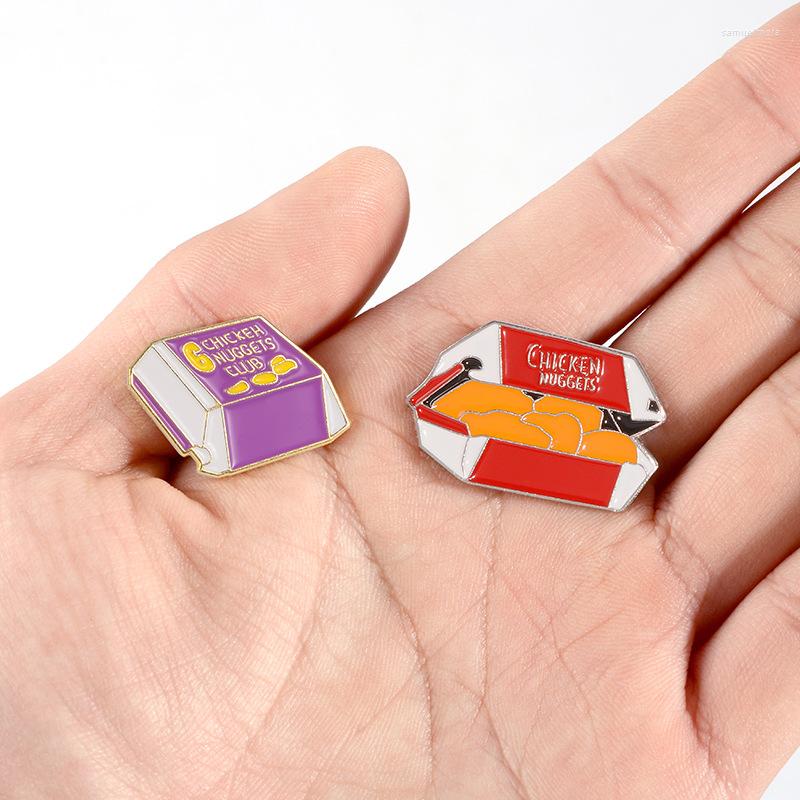 

Brooches Chicken Nugget Enamel Pins Funny Snack To-go Box Fast Food Jewelry Brooch Badge Lapel For Kids Fried Lover Gifts