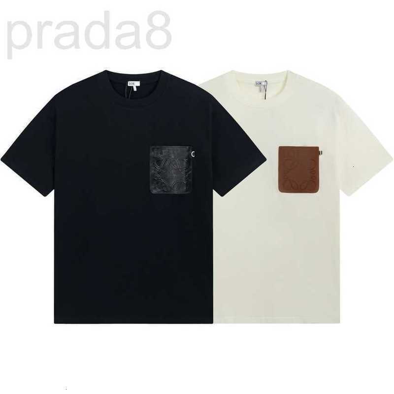 

Women's T-Shirt Designer High version 23SS spring and summer new classic chest leather false pocket men women lovers short sleeved T-shirt cotton TVOX, Creamy-white