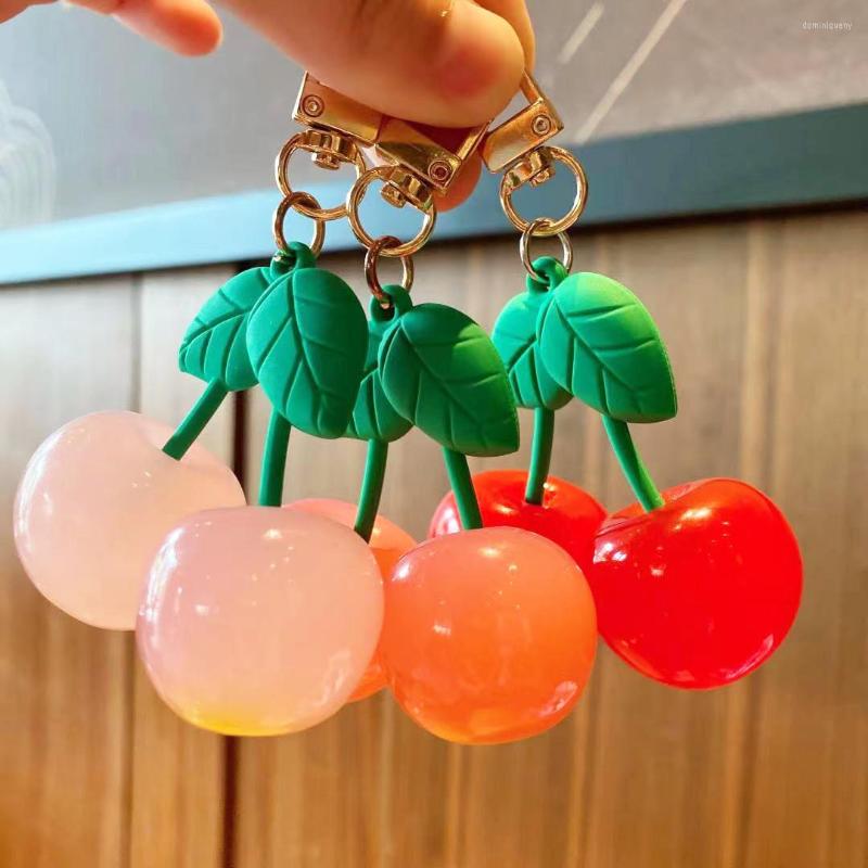 

Keychains Trend Fashion Cherry Keychain Simulation Fruit Cute Couple Bag Accessories Simple And Fresh Gift