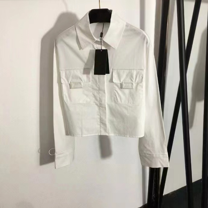 

2023 Designers Women's Blouses Shirts Fashion Tees Apparel Chest Long sleeve Casual dress Tops Joker T-shirt top Clothing Breast Pocket Temperament Lapel S-L