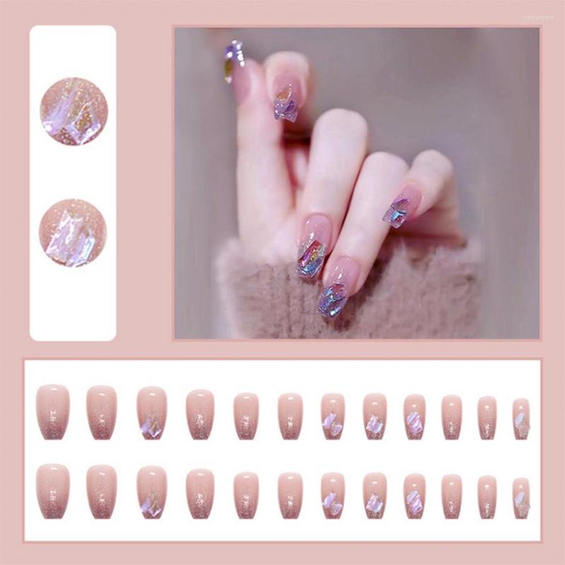 

False Nails 1 Set Fashion Fake Tip Harmless Short Nail Easy Removal Artificial Stick On Art Jewelry DIY, Nude