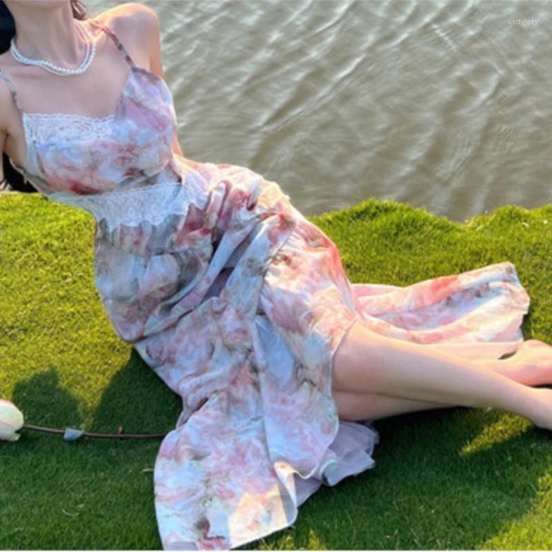 

Casual Dresses HEYDRESS Women Elegant Floral Lace Patchwork Midi Dress Female V-neck Sexy High Waist Fairy Print Holiday Vestidos, Picture shown