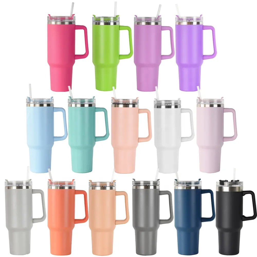 

Stanley 40oz Cups Tumblers Handle Lid Straw Big Capacity Beer Water Bottle Outdoor Camping Cup Vacuum Insulated Drinking Mugs, Multi-color