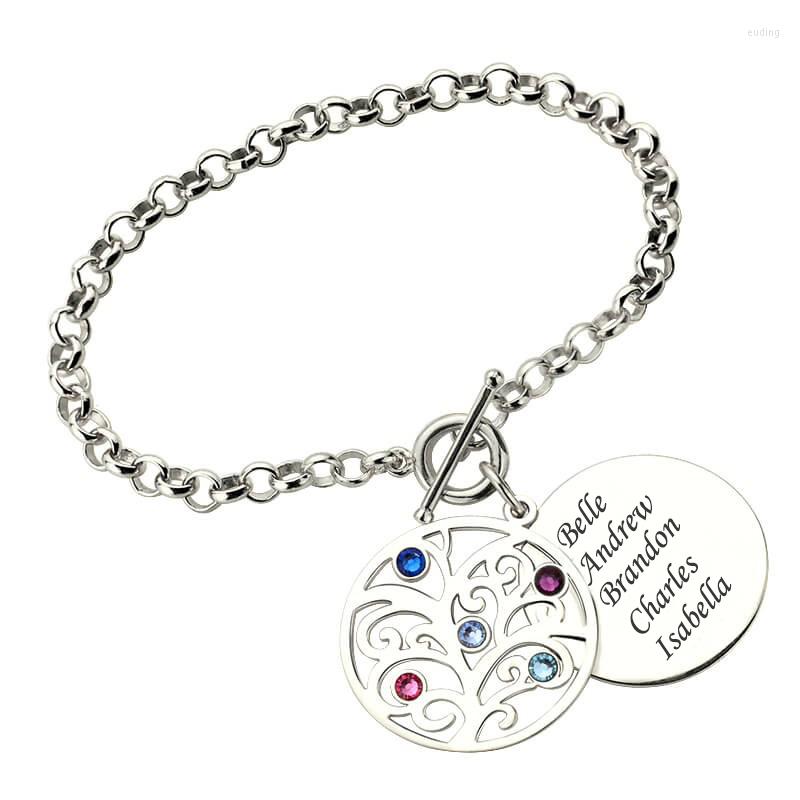 

Charm Bracelets Costume Name For Women Family Tree Of Life Bracelet With Letter Birthstones Silver 925 Jewelery Gift Mom