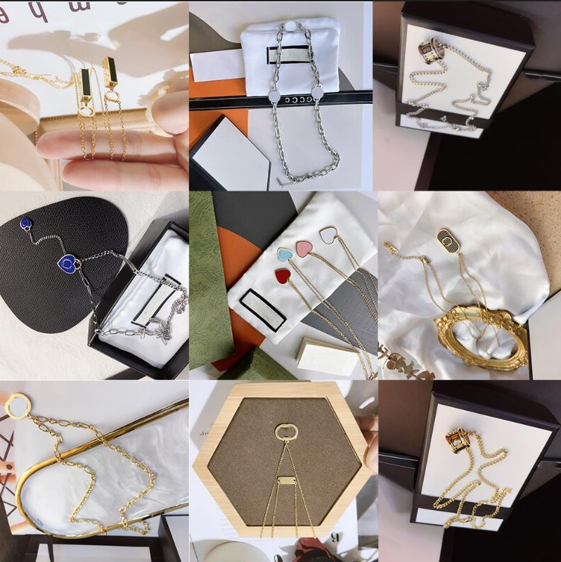 

Luxury Designer Brand Double Letter Pendant Necklaces Chain 18K Gold Plated Pearl Crysatl RhinestoneNewklace for Women Wedding Jewerlry Accessories