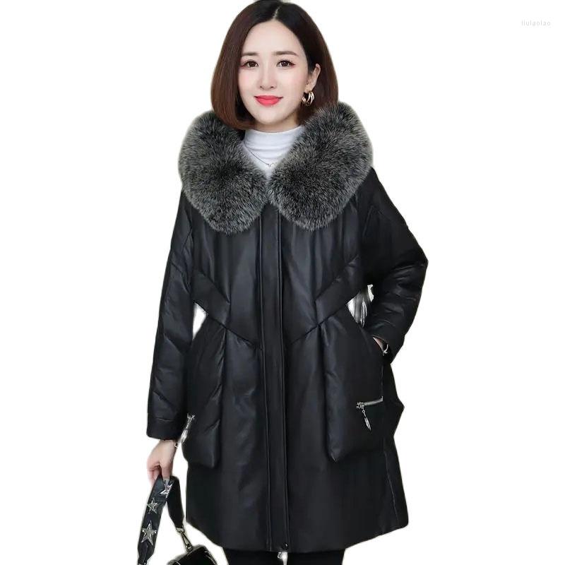 

Women's Leather Winter Woman's Pu Jackets Mid-length Long Sleeve Casual Ladies Faux Coats Female Jacket Loose Hooded, Black