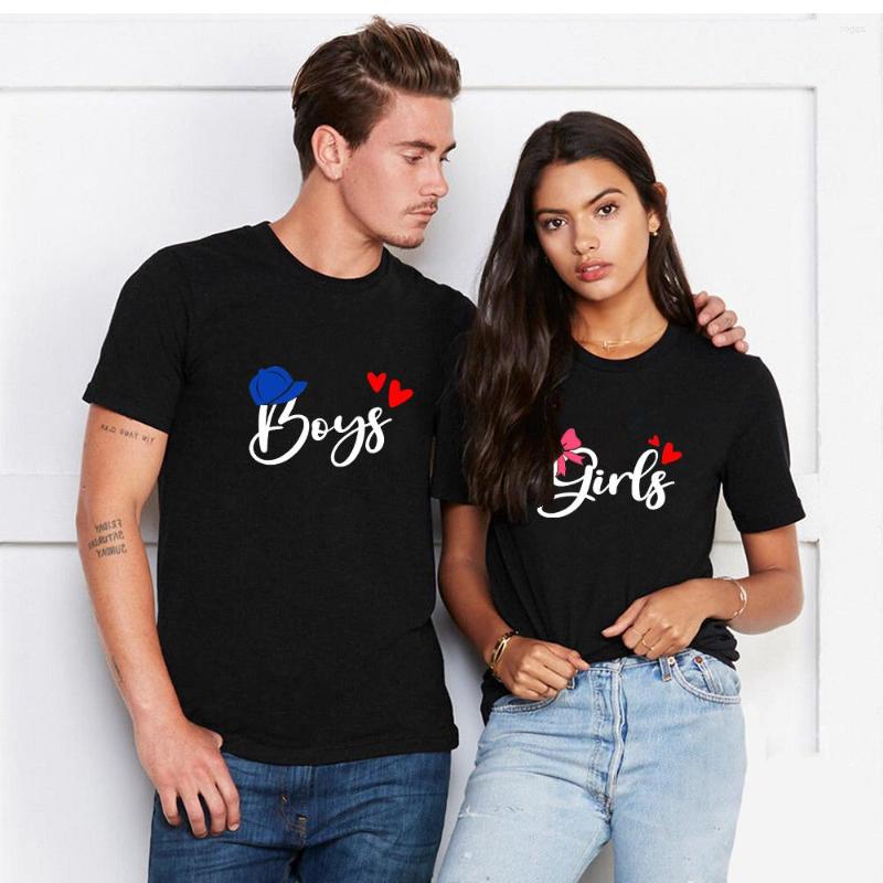 

Men's T Shirts Couple T-shirt Boy Girl Print Summer Casual O-neck Cotton Short Sleeve Men Top Woman Clothes Lovers Tees, Wine red-boy