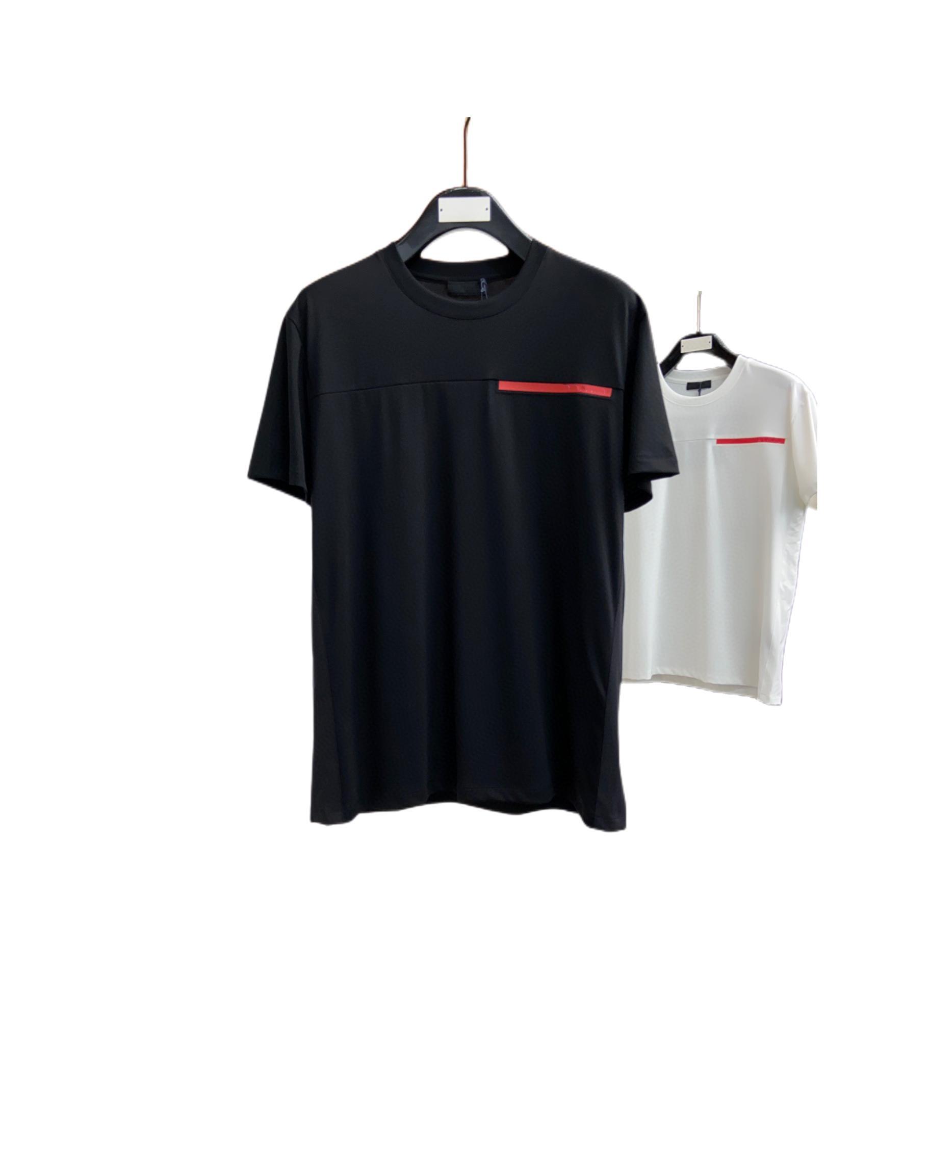 

New P Men's T-Shirts Designer Classic Red Stripe Men's Fashion Casual Men's/Women Tees&Polos Same Crew Neck Top Short, Black