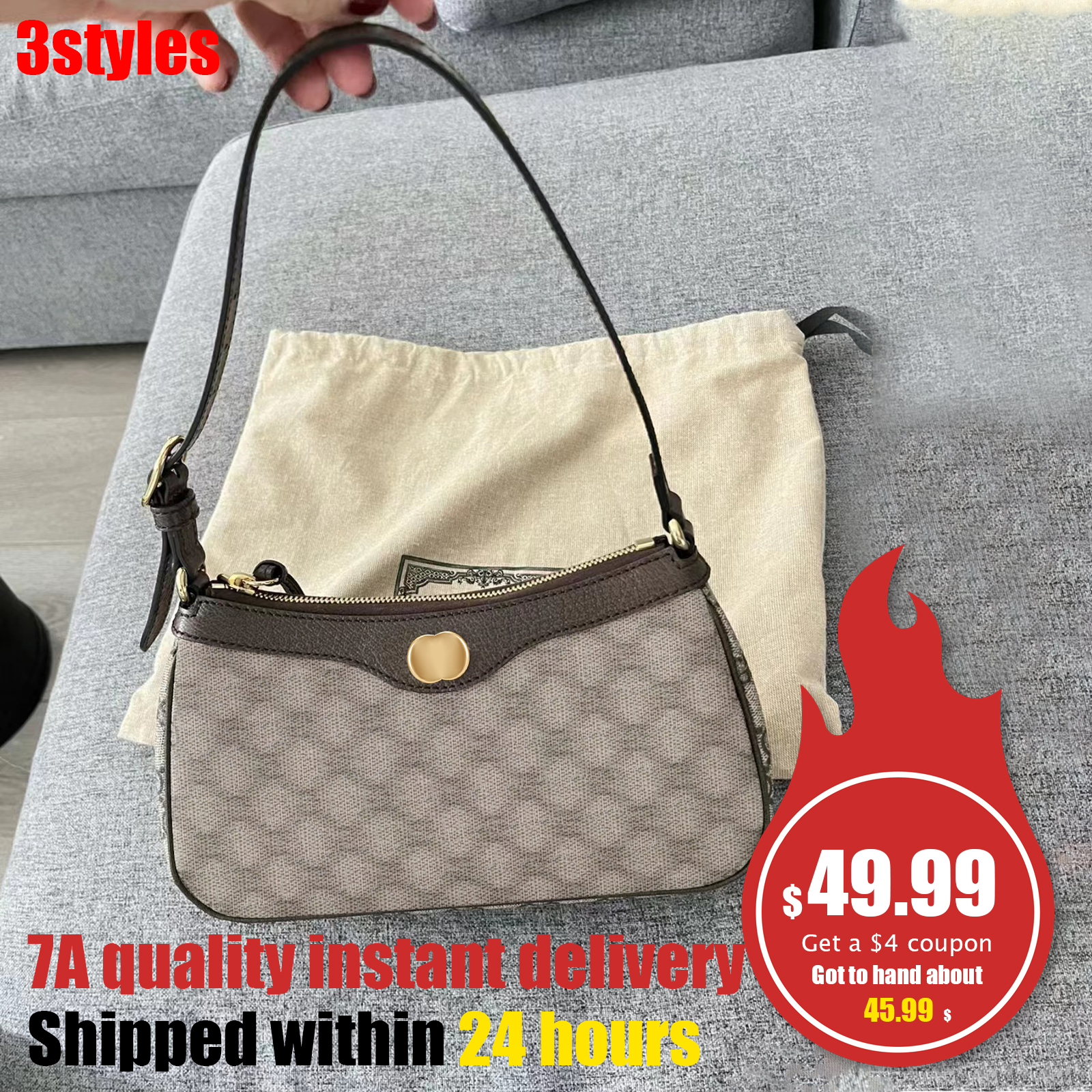 

Designer underarm bag metal Double G logo Shoulder bags textured mans purses lady ophidia Genuine Leather Crossbody clutch Woman Luxury canvas tote handbag wallets, 2-brown