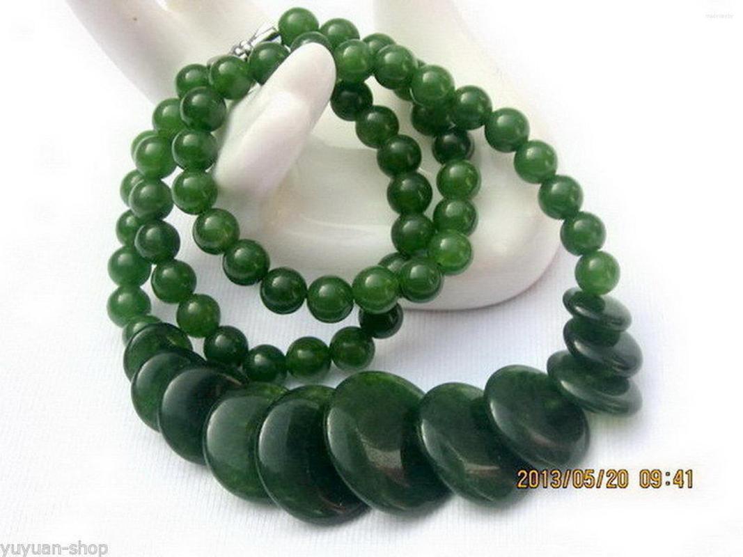 

Pendant Necklaces Wholesale Asian Natural Dark Green Jade Beads Necklace