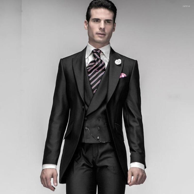 

Men's Suits Classic Black Long Mens For Groom Wedding Peaked Lapel Tuxedo 3 Piece Jacket Vest Pants Set Formal Prom Blazer Masculino, Beige