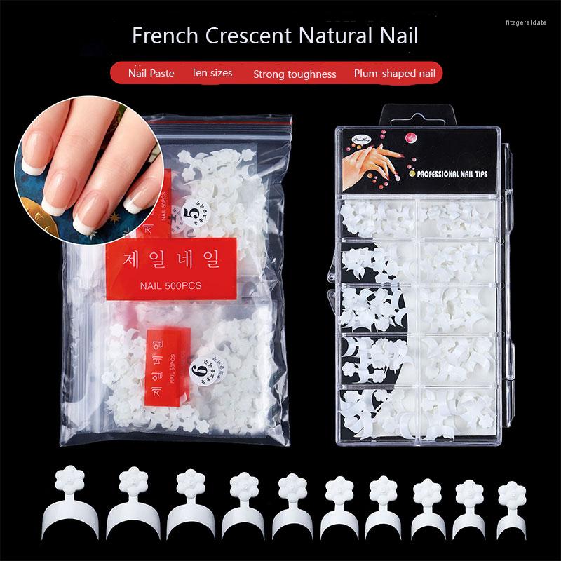 

False Nails 500/100 Pcs Acrylic French Nail Tips Fake White Crescent Shape Half Cover Extension Tools Press On, Gj0498-01