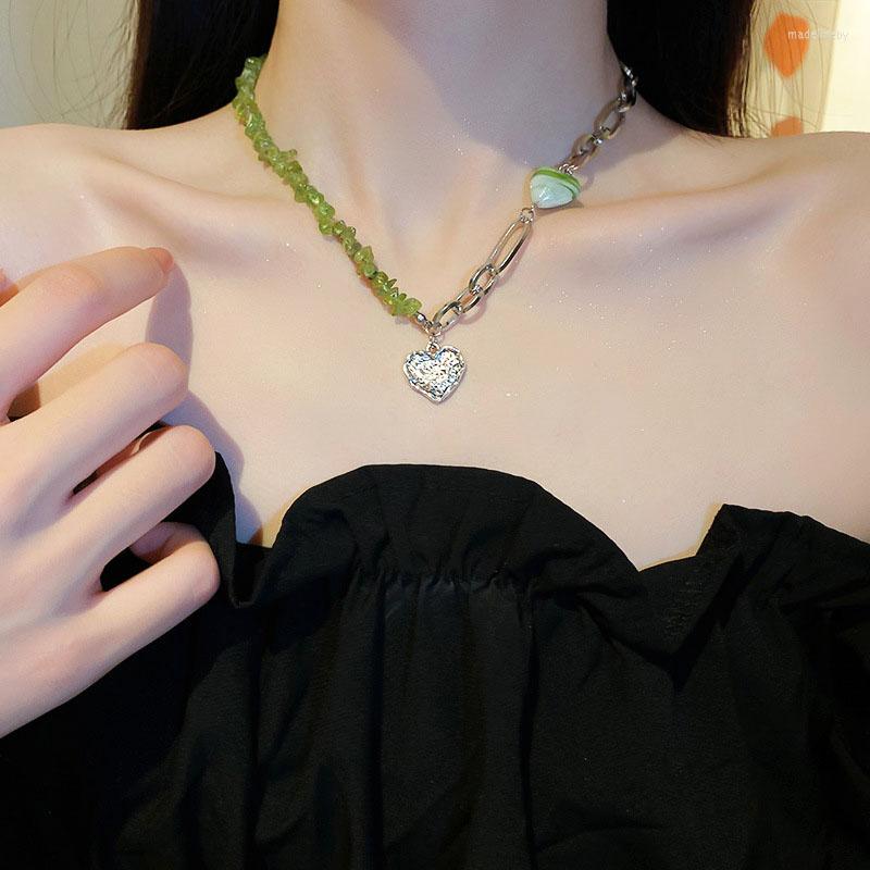 

Chains Trendy Design Personality Irregular Heart Glass Necklace For Women Temperament Romantic Girl Kolye Choker Clavicle Chain Gift