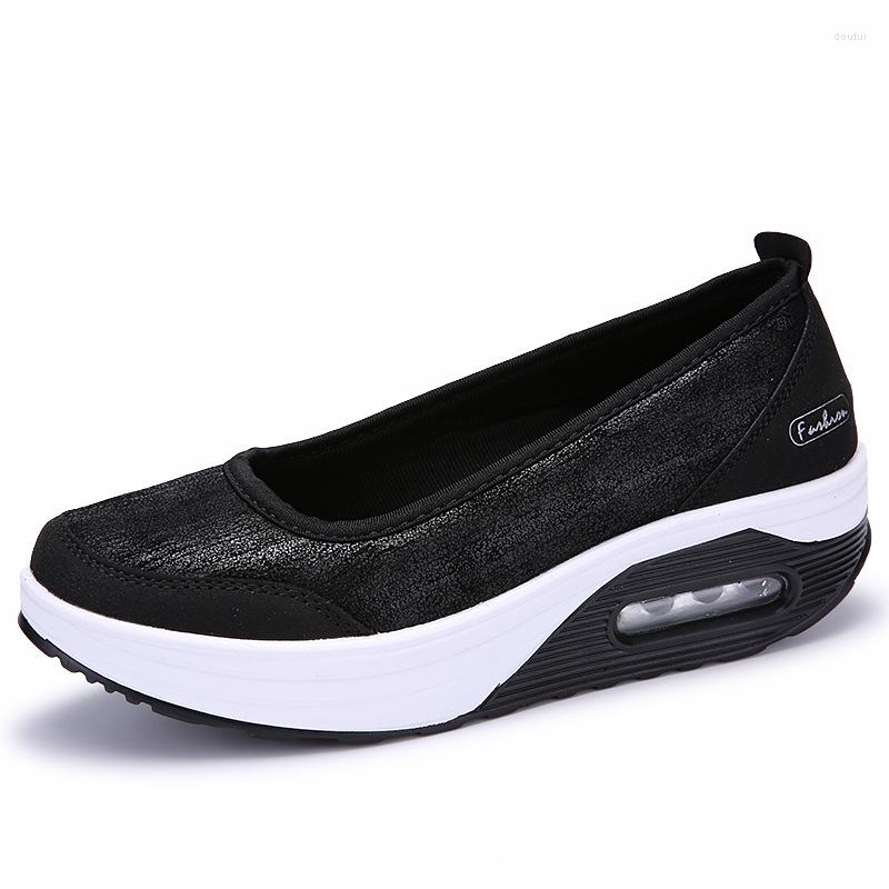

Dress Shoes Woman Loafers Shallow Office Comfortable Moccasins Women Flats Platform Heighten Sneakers Slip On Ride Casual, Black