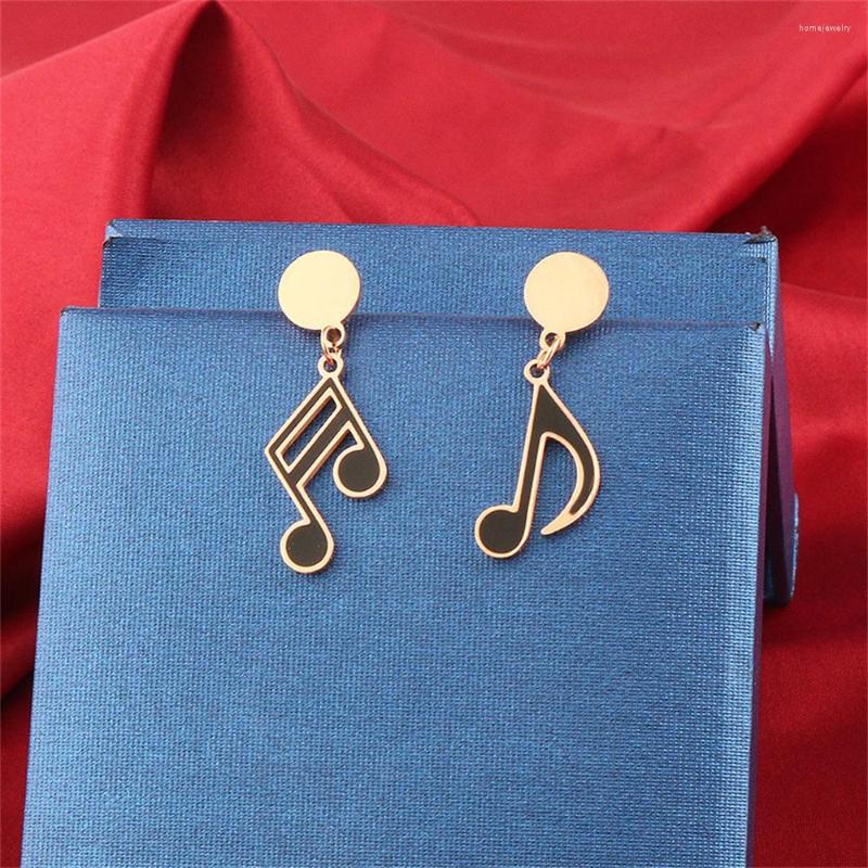 

Dangle Earrings Korean Style Personality Fashion Creative Black Asymmetrical Note Temperament Titanium Steel Simple And Versat
