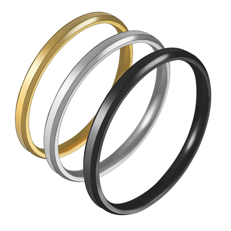 

2MM Stainless Steel Rings Black Plated Smooth Thin Finger Ring for Men Women