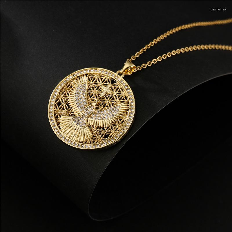 

Chains European And American Fashion Punk Wind Disc Eagle Pendant Necklace Micro-inlaid Jewelry