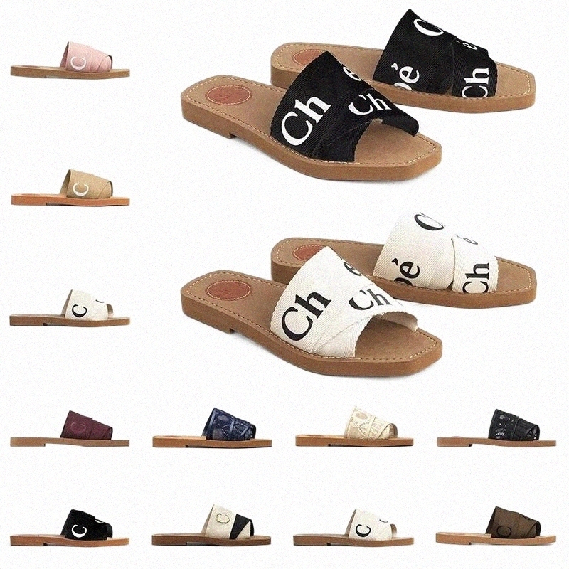 

flat Sandals Slides Slippers Womens Beach Slipper Shoes Women Woody Mules Designer Canvas White Black Sail Fashion Outdoor shoes 212k#, # 3