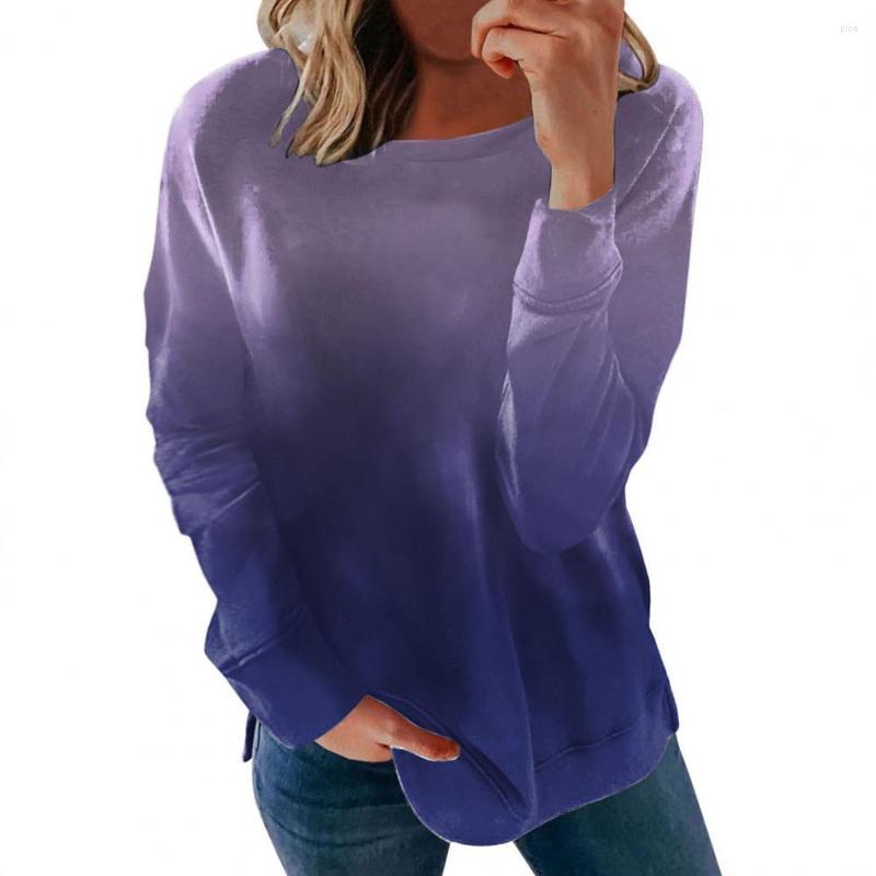 

Women's Polos Plus Size Shirt Women Round Neck Long Sleeve Loose Top Autumn Fashion Gradient Color Breathable Shirts, Green