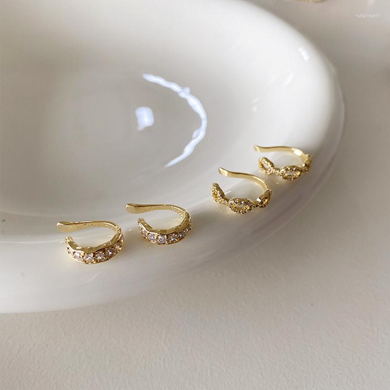 

Backs Earrings WTLTC Single Piece Zircon Ear No Piercing For Women Retro Chains Clip 2 Design Small Cuff Jewelry