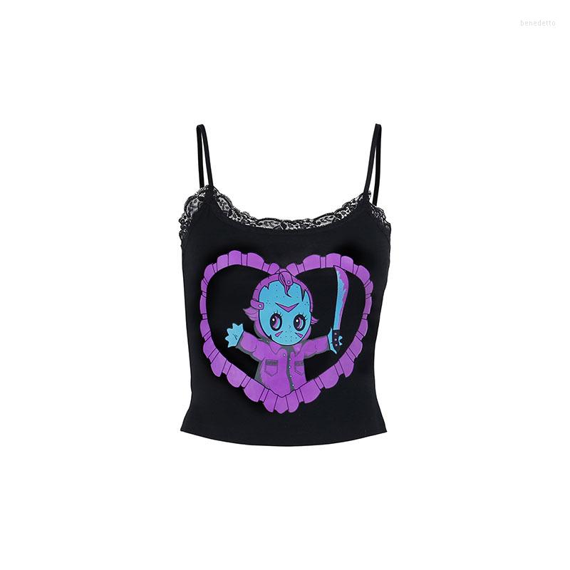 

Women' Tanks Spring And Summer Sling Lace Sexy Print Top, Black