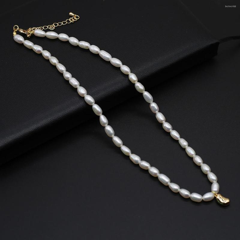 

Pendant Necklaces Natural Rice Beads Fashion White Freshwater Pearl Necklace Jewelry Gift Women Party Banquet