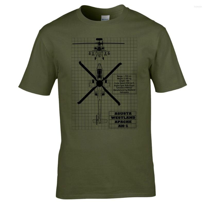 

Men's T Shirts Apache AH-1 Blueprint Men T-Shirt - AH64 Helicopter Army Air Corps RAF Shirt Short Sleeve Casual Cotton O-Neck Summer TShirts, Gray