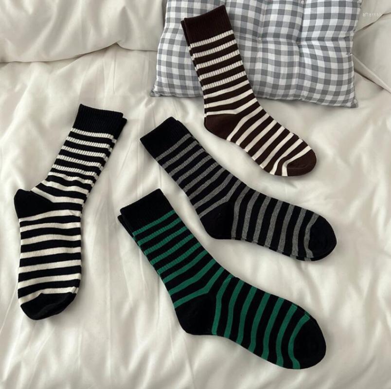 

Women Socks Cotton Wild Trend Striped Japanese Spring Summer Casual Female Harajuku Middle Tube Breathable Student Sock 10 Pairs, Multi
