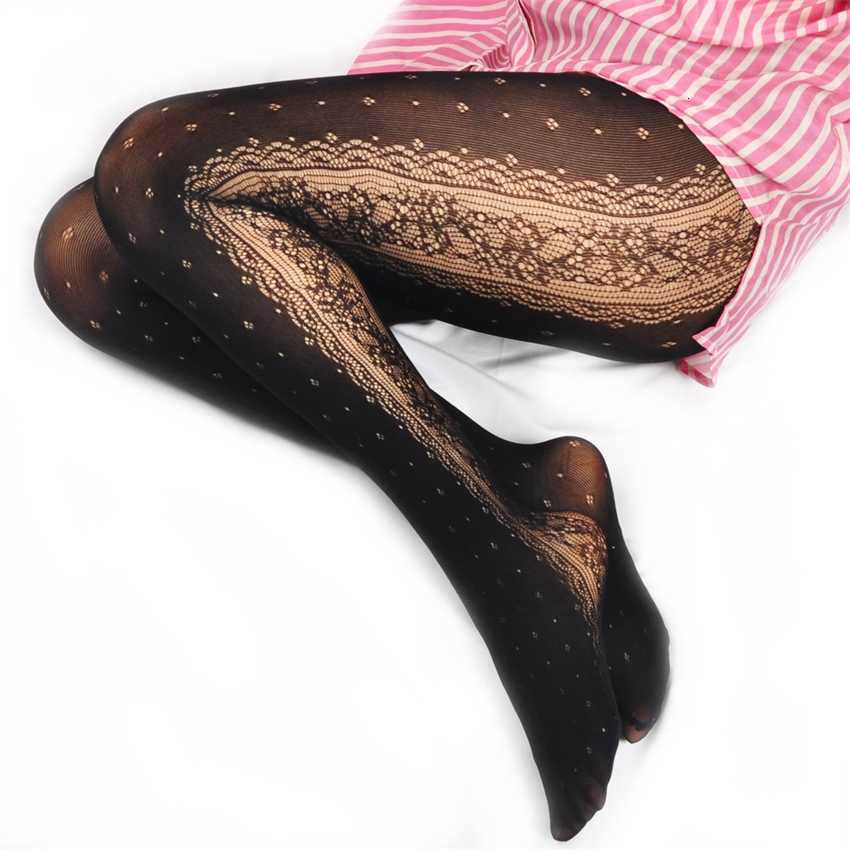 

New girls' lovely lolita jumpsuit bottoming socks silk lace pantyhose, Black