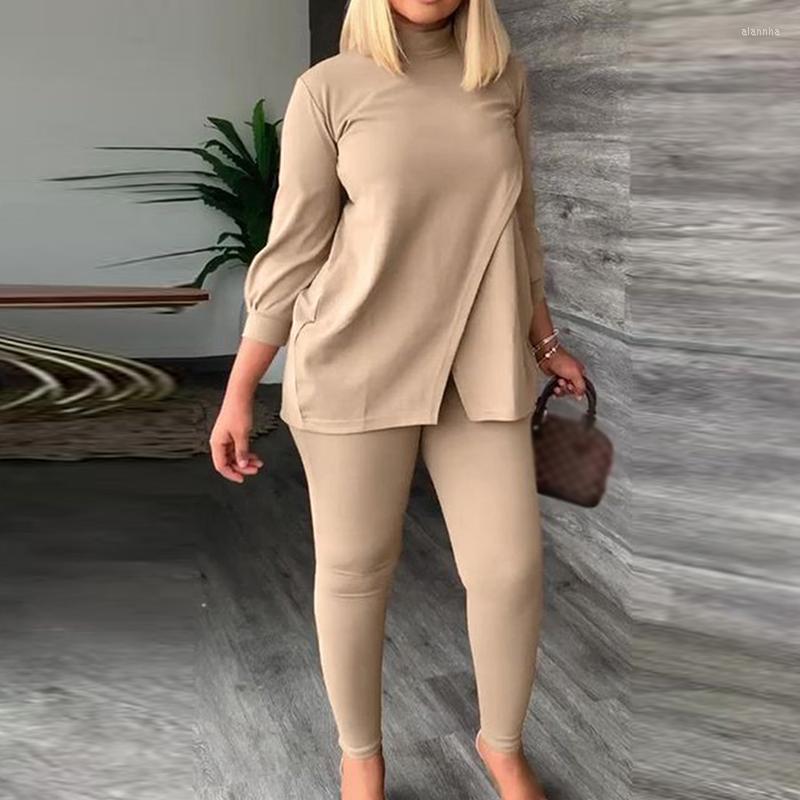 

Women' Tracksuits Elegant Turtleneck Long Sleeve Pullover And Pencil Pants Sets Autumn Women Casual Solid Outfits Winter Fashion Homewear, 01 black