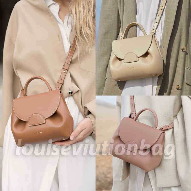 

polene Briefcases bag France small female French design light luxury single shoulder crossbody bags portable leather handbag, 21x9x17cm-19