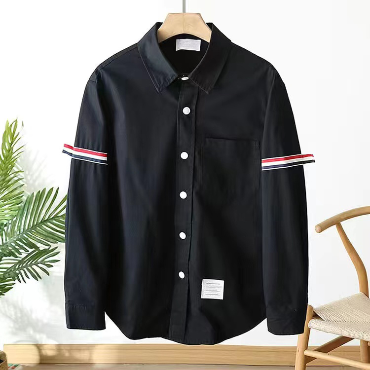 

Men T-Shirts pure brown Long sleeve shirt M-4XL thom cotton Loopback Jersey Engineered Summer wear stripe Sweatshirt Crewneck Pullover B2