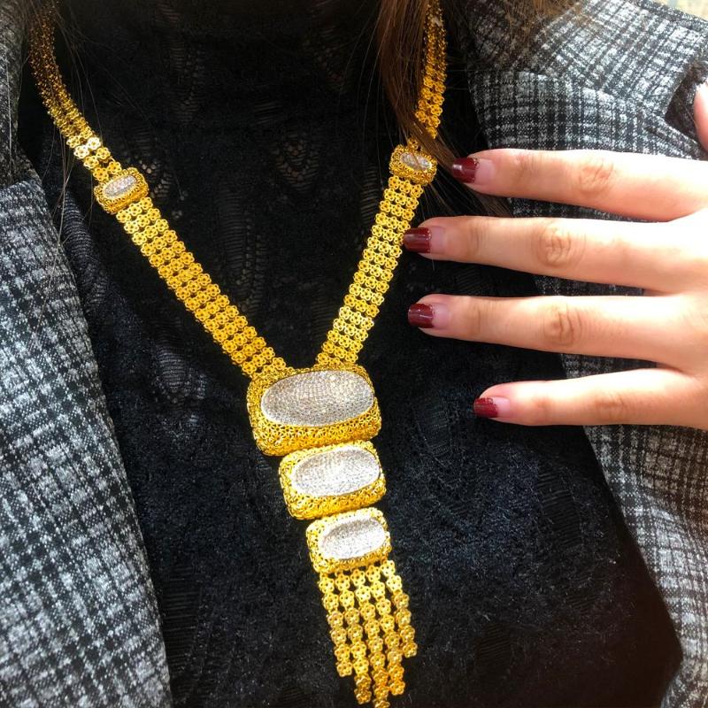 

Necklace Earrings Set Soramoore 4PCS Luxury Bridal Wedding Jewelry For Women Bangle Ring Fashion 2023 Dubai Sets, Picture shown