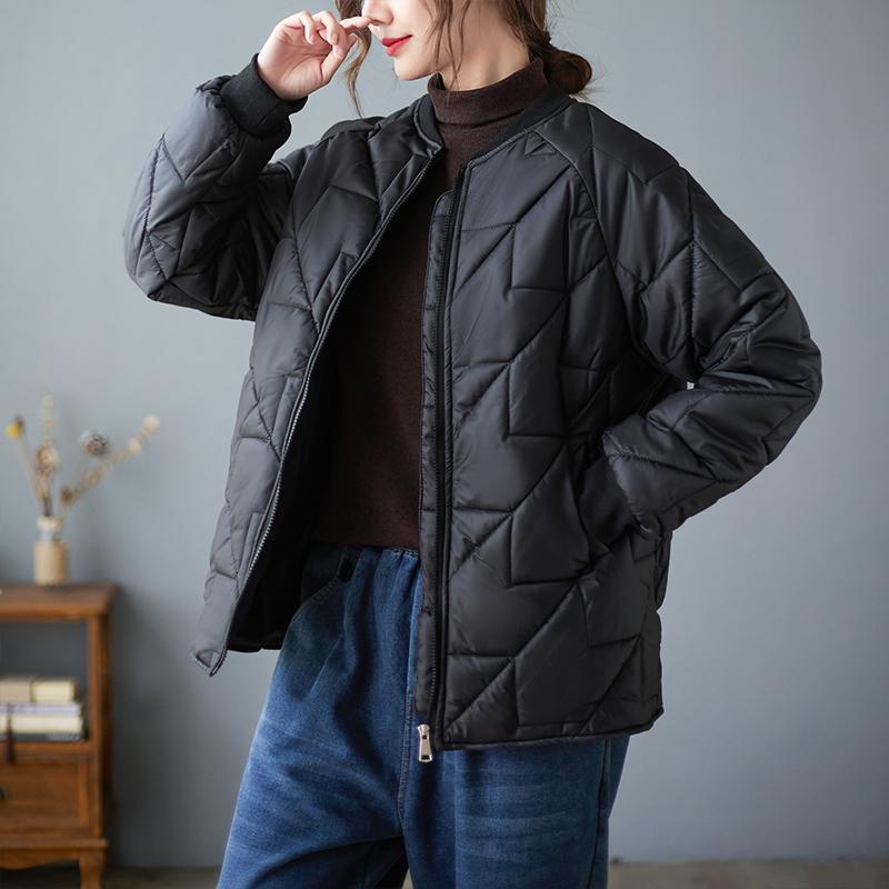 

Women's Jackets 2023 Korea Style Thin Light Autumn Winter Down Coats Zipper Padded Cotton Outwear Plus Size Women Casual, Black