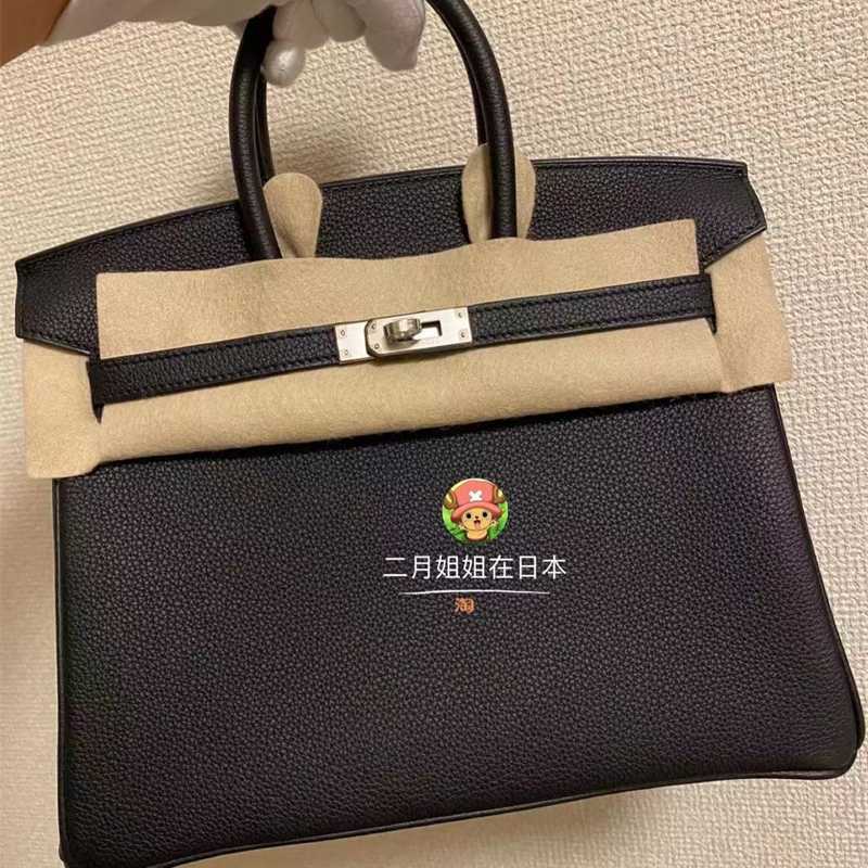 

Luxury Bag Birkin Japanese direct mail BK 30 black silver buckle handbag with logo, Black4