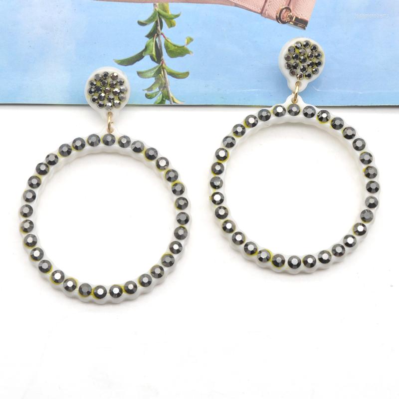 

Dangle Earrings Oversized Round Chunky Rhinestone Women Party Ear Jewelry