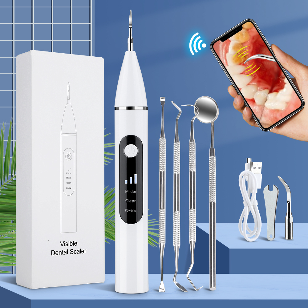 

Other Oral Hygiene Ultrasonic Tooth Cleaner With Camera Visual Electric Dental Calculus Remover Irrigator Teeth Whitening Tartar Eliminator 230311