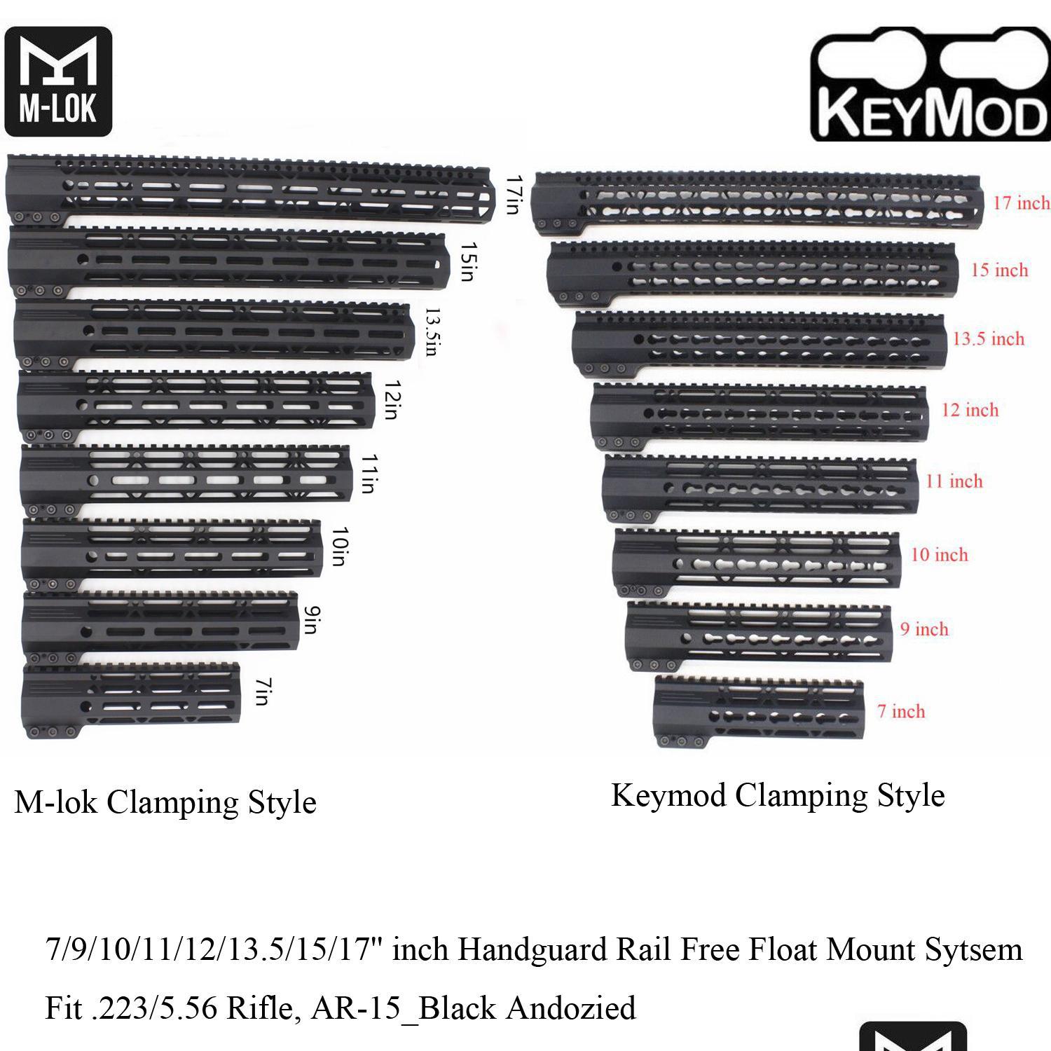 

Others Tactical Accessories 7/9/10/11/12/13 5/15/17 Inch Keymod/Mlok Clam Style Handguard Rail Picatinny Mount Systemblack Anodized Dhvne, Black