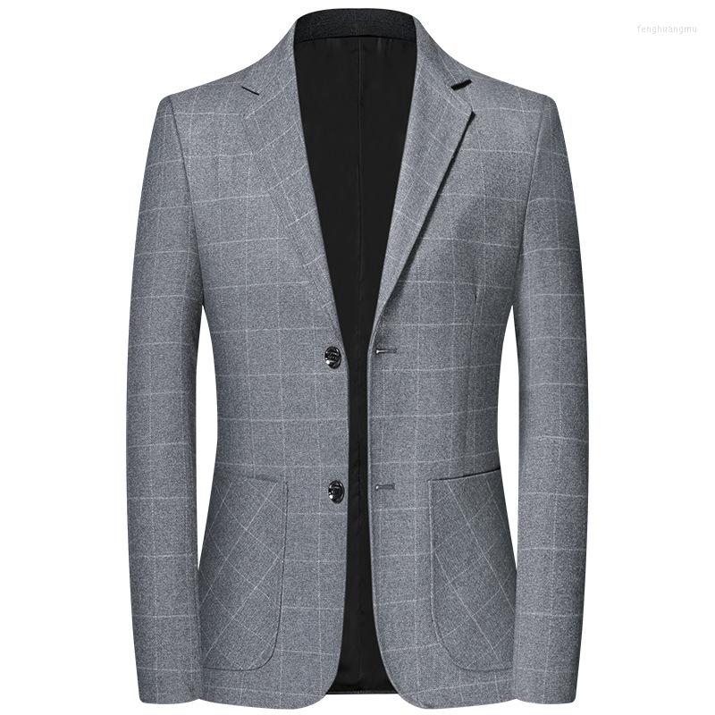 

Men's Suits High-quality Men's Plaid Suit Middle-aged And Young Korean Style Slim Casual Jacket Mens Formal Men Clothing, Yellow grid