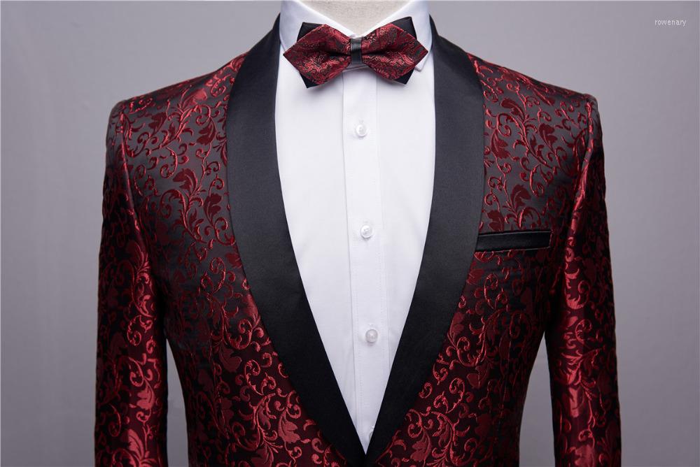 

Men's Suits Print Red Men Suit Jacket Shawl Lapel Formal Casual Slim Fit Coat One Button Grooms Evening Prom Blazer Custom Made, 004