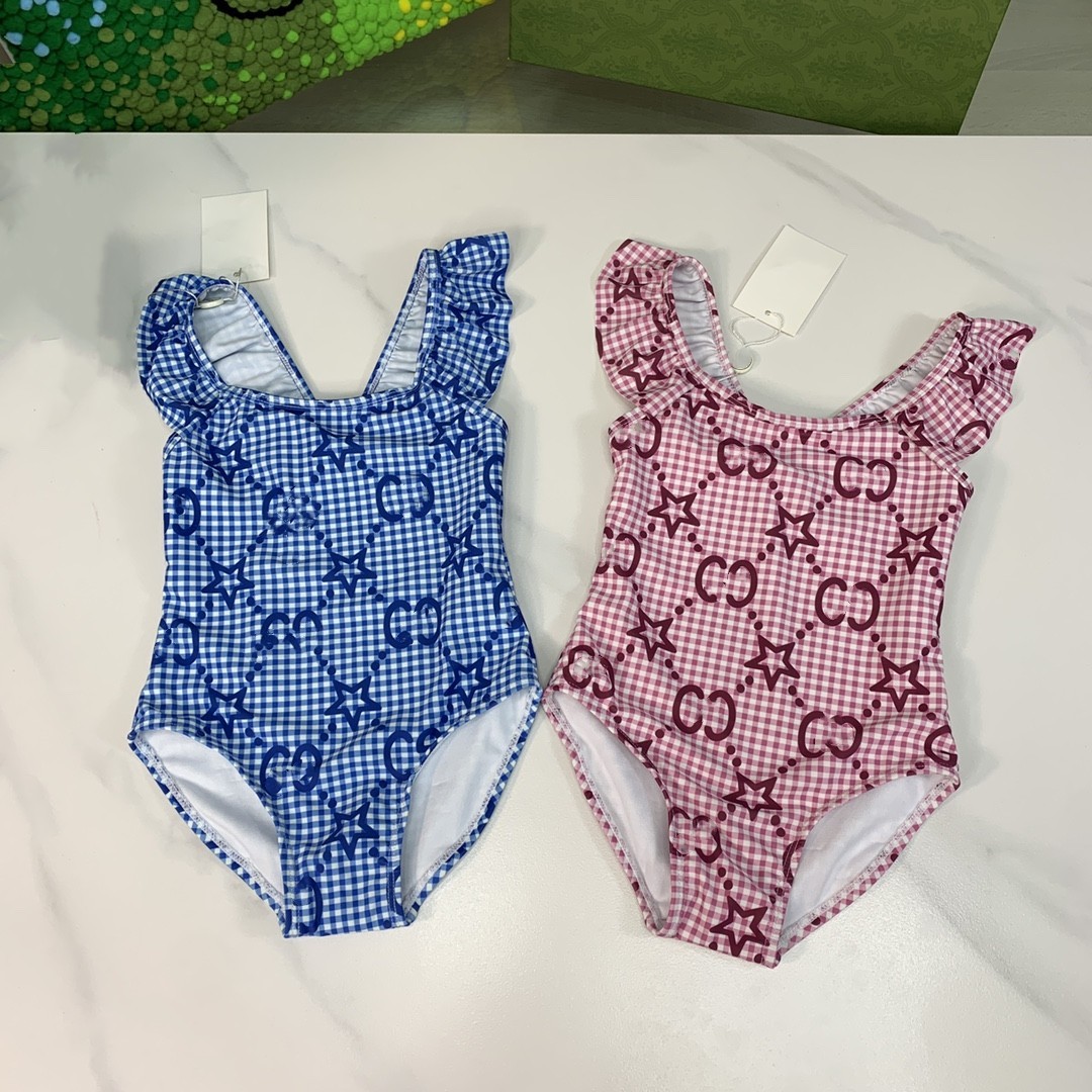 

girl One-piece girls Bikini Beach Wear baby Swimwear Letter Print top kid Swimsuit Charming luxury brand Various, Pink