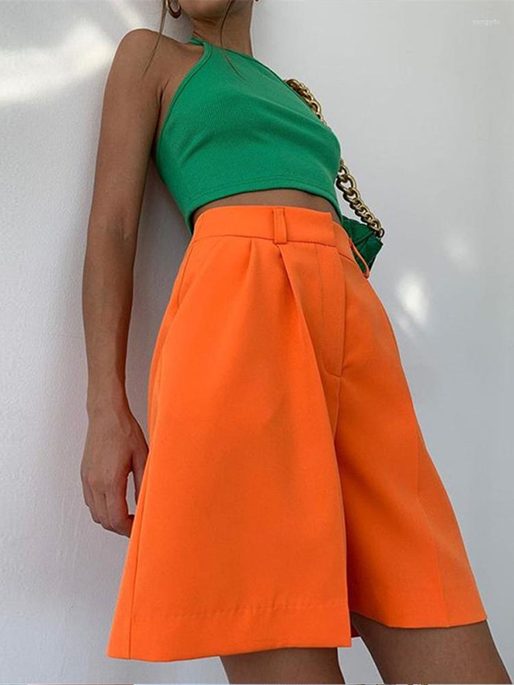 

Women' Shorts Summer Orange Wide Up Women Fashion Green High Waisted Office Ladies Short Pants Casual Street Female Clothing 2023, 01 white