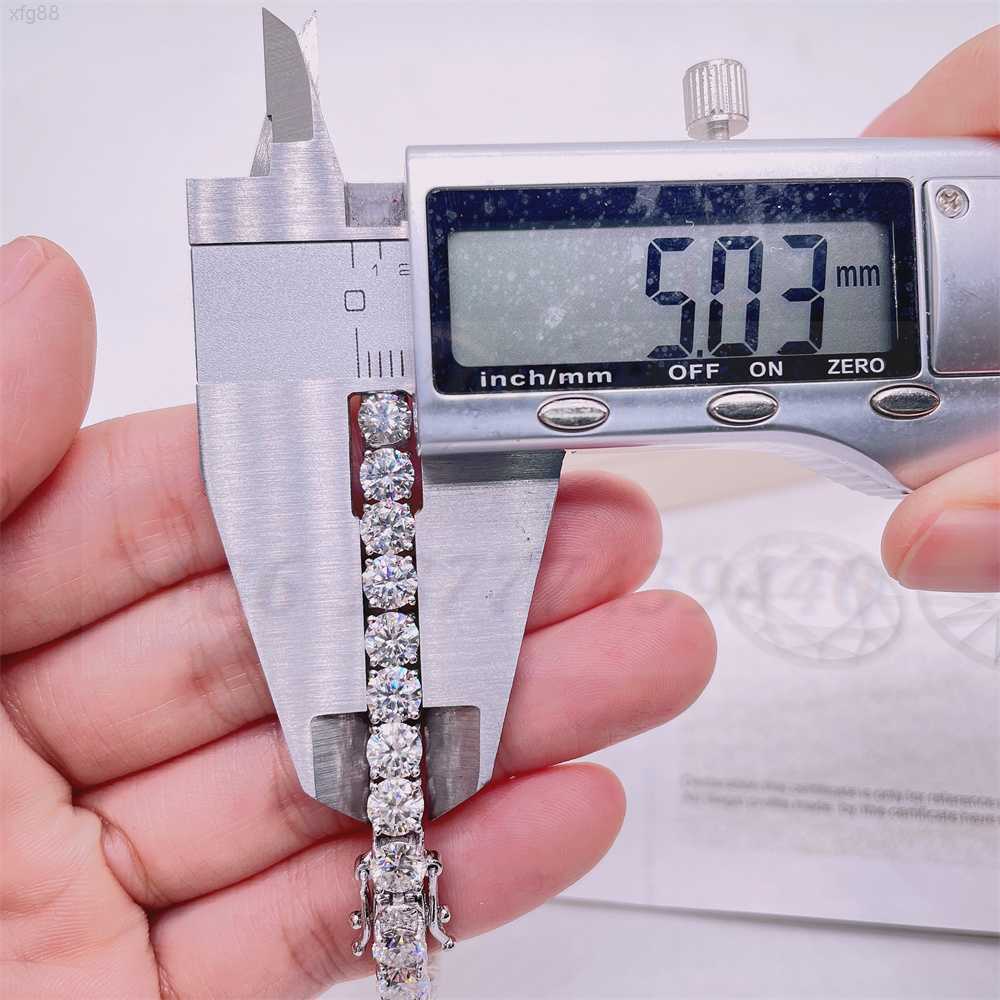 

High Quality 5mm Hip Hop 18k Gold Plating Iced Diamond Necklace Bling Moissanite Diamond Tennis Chain Necklace