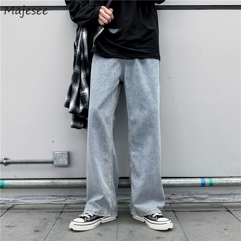 

Men' Jeans Solid Mopping Baggy Jeans Men Plus Size 3XL Chic All-match Chic Autumn Wide Leg Trousers All-match Korean Style Streetwear Retro 230313, Light blue
