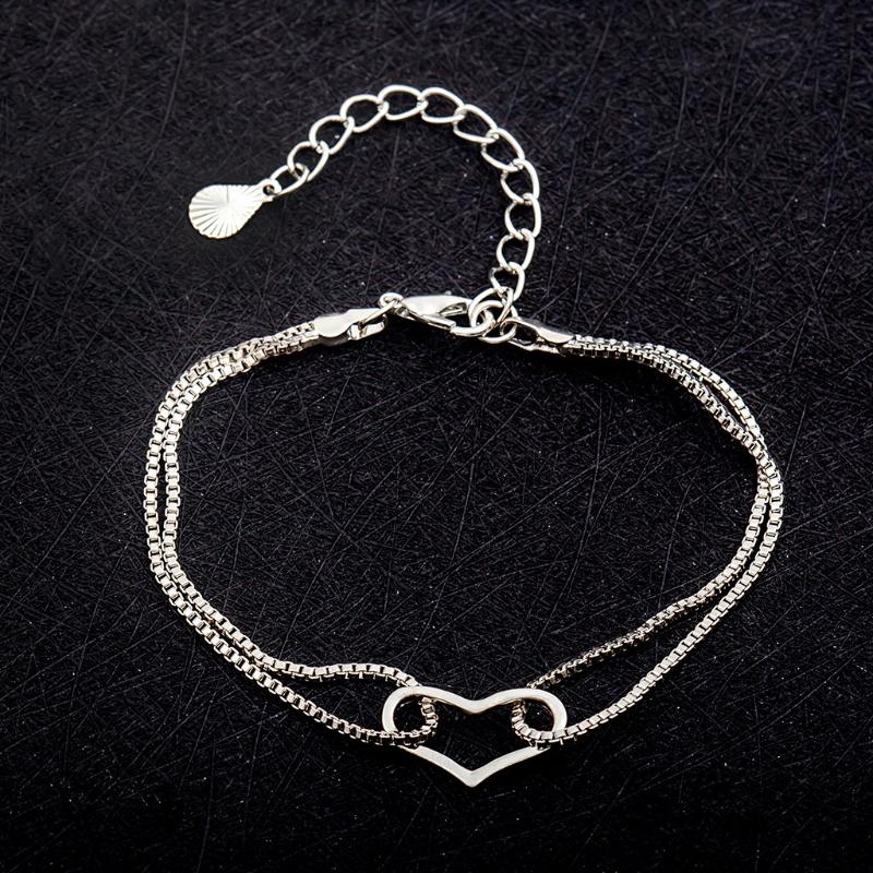 

Link Bracelets Chain Fresh Elegant Versatile Women Bracelet Simple Sweet Double Layer Love Thin Party Jewelry Premium Accessories