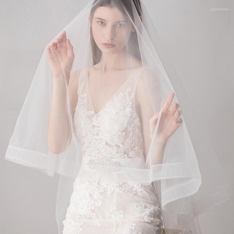 

Headpieces Wedding Bridal Veil With Hair Clip Short Sheer Veils Pearls Tulle Bowknot Accessories For Bride Cut Edge