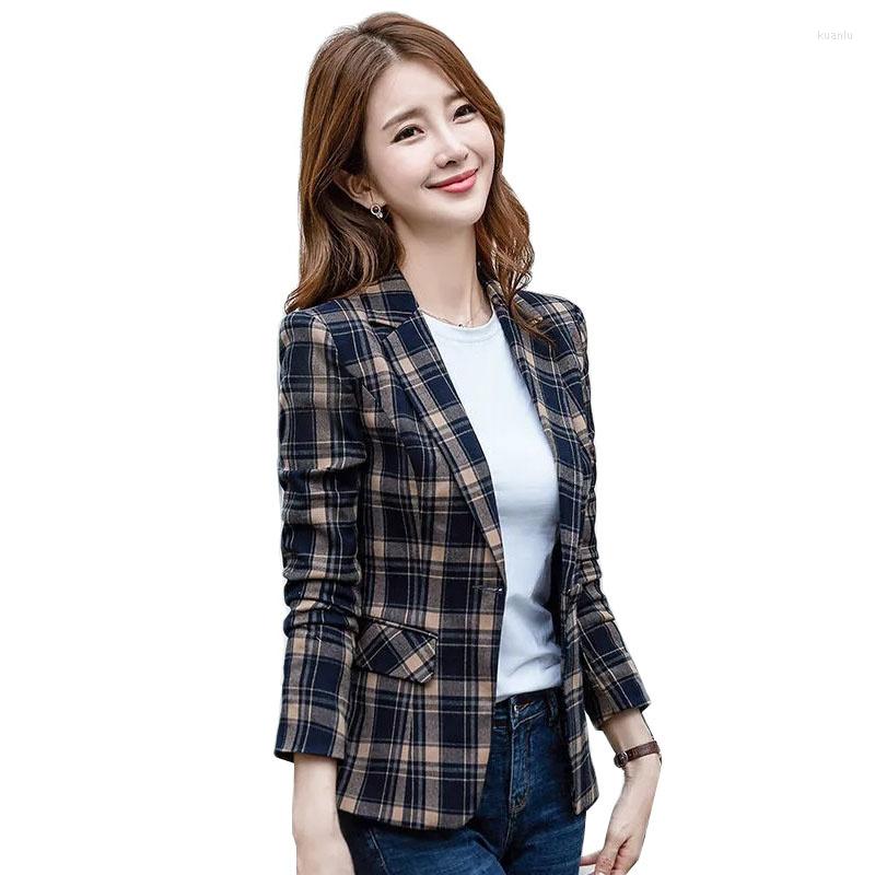 

Women' Suits Work Office Ladies Suit Coat 2023 Single Button Business Female Blazer Fashion Autumn Women Plaid Jackets Tops, Photo color
