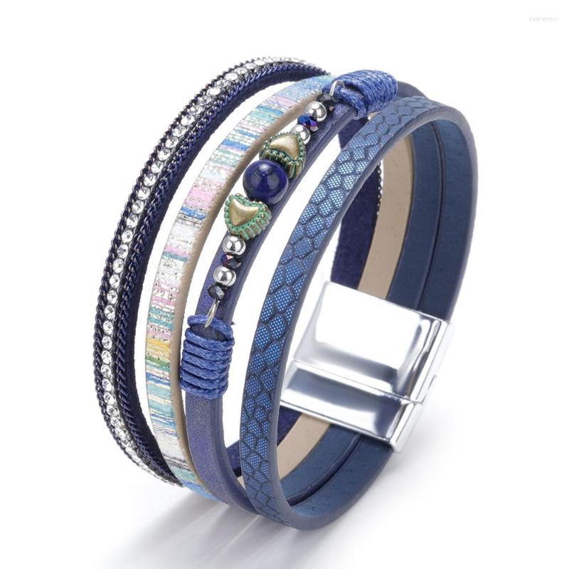

Charm Bracelets ZG Trending Products Women's Bracelet Bohemian Braided Fashion Magnetic Buckle Leather Pearl Female Jewelry